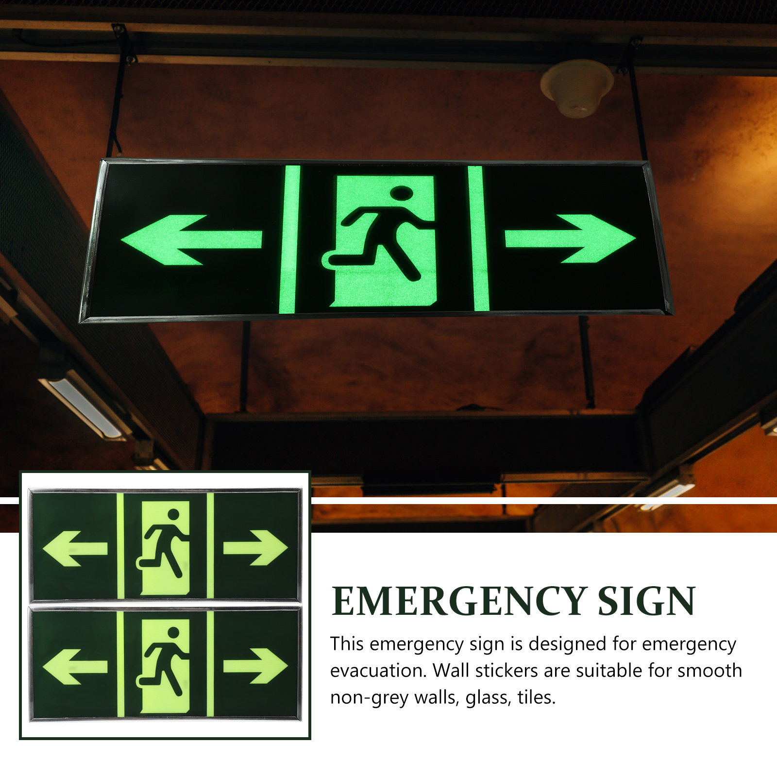 2Pcs Luminous Emergency Exit S - Emergency Exit Sign incelemesi ve fiyatı