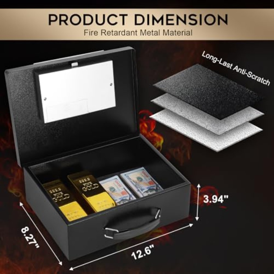 Portable Metal Safe Box with D - Fire Safe Document incelemesi ve fiyatı