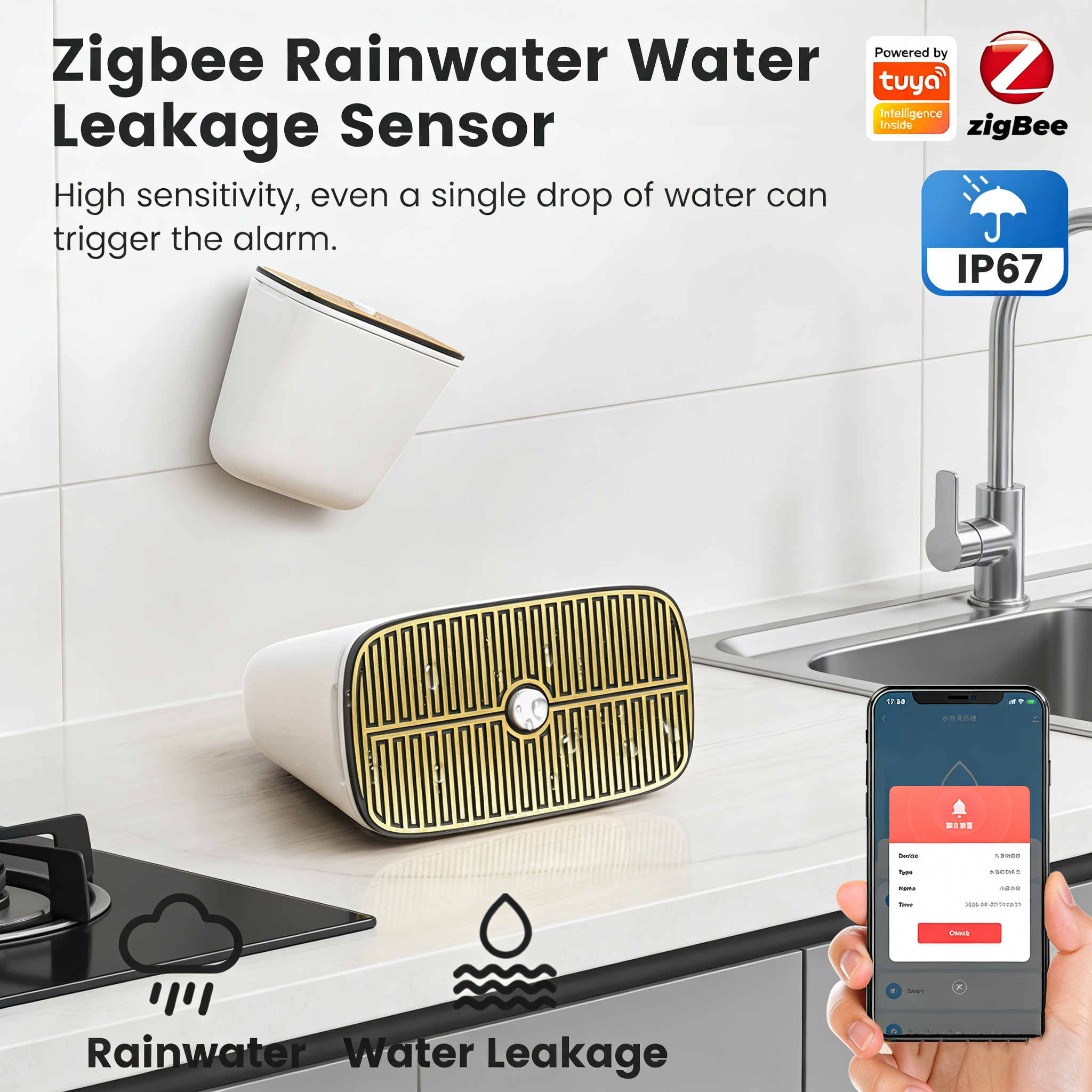 Tuya Zigbee Rainwater & Water  - Water Alarm Sensor incelemesi ve fiyatı