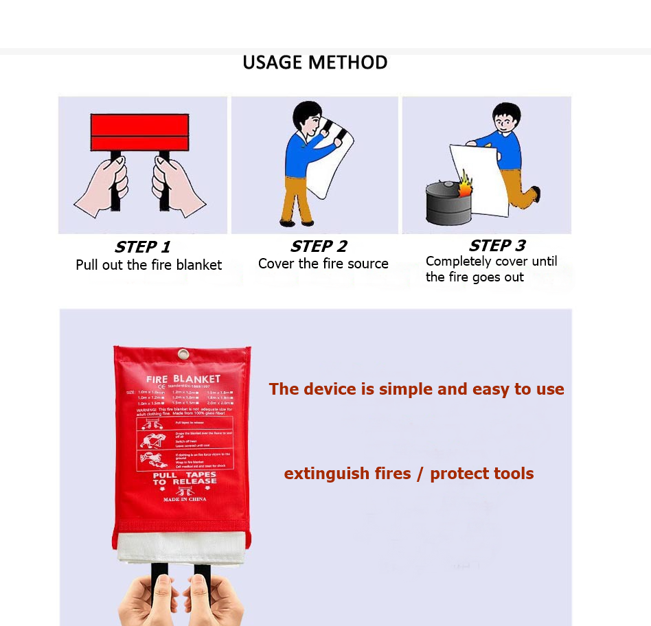 1M*1M Fire Blanket, Kitchen Es - Fire Blanket Kitchen incelemesi ve fiyatı