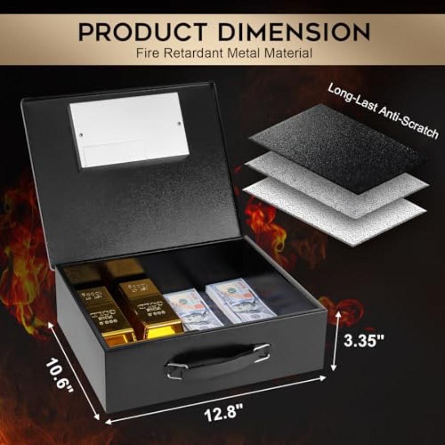 Portable Metal Safe Box with D - Fire Safe Document incelemesi ve fiyatı
