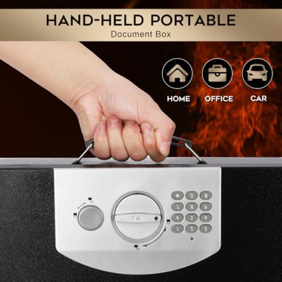 Portable Metal Safe Box with D - Fire Safe Document incelemesi ve fiyatı